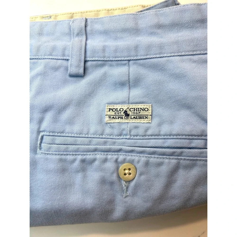 Polo‎ Ralph Lauren Mens Light Blue Pleated Cotton Chino Shorts 38 Coastal Preppy